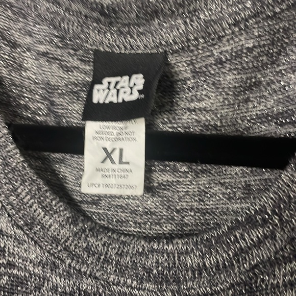 Star Wars Size XL Darth Vader Gray Glitter Top - Picture 4 of 9